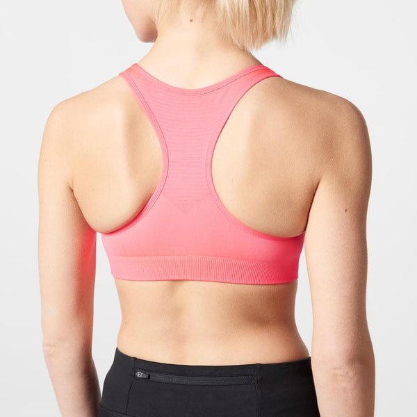 BRASSIERE DE RUNNING BASIQUE ROSE CORAIL FLUO