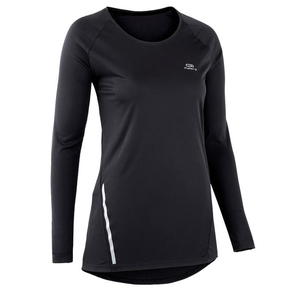 T SHIRT MANCHES LONGUES JOGGING FEMME RUN SUN PROTECT LONG NOIR